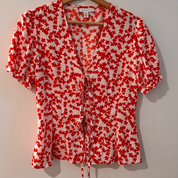 TOPSHOP tie front floral blouse - Picture 2 of 9